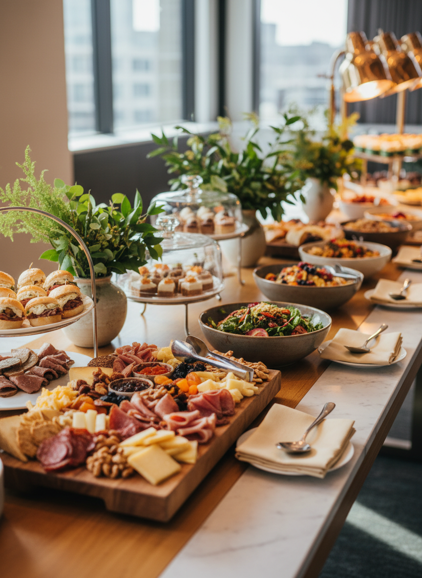 Catering prepared by a local restaurant partner